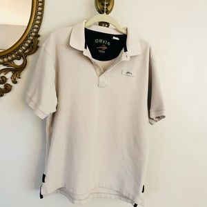 Orvis mens polo shirt size M tan cotton